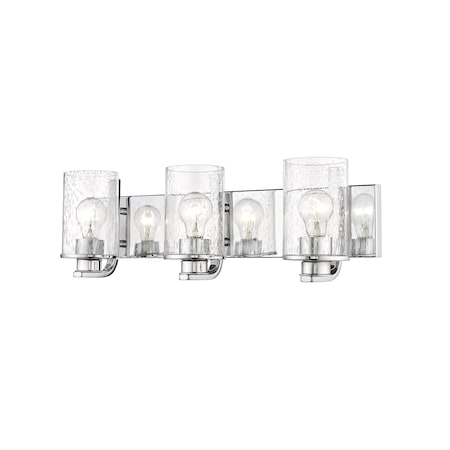 Z-Lite Beckett 3 Light Vanity, Chrome And Clear Seedy 492-3V-CH